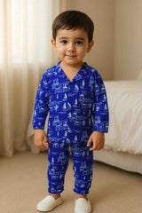 Clothe Funn Boys Full Sleeve House Printed Night Suit, Royal Blue
Full Sleeve Shirt & Full Pant