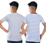 Clothe Funn Boys Stripe & Chest Printed R/N T-Shirts, Combo 6:- Ecru Mel & White (Pack of 2)
Half Sleeve T-Shirts