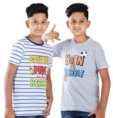 Clothe Funn Boys Stripe & Chest Printed R/N T-Shirts, Combo 6:- Ecru Mel & White (Pack of 2)
Half Sleeve T-Shirts