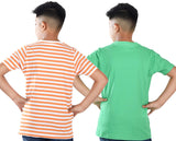 Clothe Funn Boys Stripe & Chest Printed R/N T-Shirts, Combo 10:- Green & Orange (Pack of 2)
Half Sleeve T-Shirts