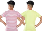 Clothe Funn Boys Stripe & Chest Printed R/N T-Shirts, Combo 1:- Lemon & Red (Pack of 2)
Half Sleeve T-Shirts