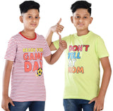 Clothe Funn Boys Stripe & Chest Printed R/N T-Shirts, Combo 1:- Lemon & Red (Pack of 2)
Half Sleeve T-Shirts