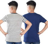Clothe Funn Boys Stripe & Chest Printed R/N T-Shirts, Combo 7:- Navy & Ecru Mel (Pack of 2)
Half Sleeve T-Shirts