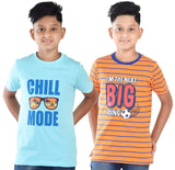 Clothe Funn Boys Stripe & Chest Printed R/N T-Shirts, Combo 8:- Orange & Blue (Pack of 2)
Half Sleeve T-Shirts