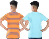 Clothe Funn Boys Stripe & Chest Printed R/N T-Shirts, Combo 8:- Orange & Blue (Pack of 2)
Half Sleeve T-Shirts