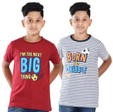 Clothe Funn Boys Stripe & Chest Printed R/N T-Shirts, Combo 3:- Red & White (Pack of 2)
Half Sleeve T-Shirts
