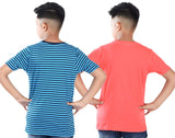 Clothe Funn Boys Stripe & Chest Printed R/N T-Shirts, Combo 11:- Tomato & Blue (Pack of 2)
Half Sleeve T-Shirts