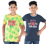 Clothe Funn Boys Stripe & Chest Printed R/N T-Shirts, Combo 5:- Yellow & Navy (Pack of 2)
Half Sleeve T-Shirts