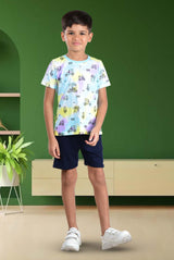 Clothe Funn Boys Rickshaw Printed Half Sleeve T-Shirt & Shorts Set, White AOP/Navy
Half Sleeve T-Shirt & Shorts