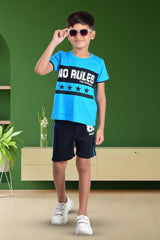 Clothe Funn Boys Rules Printed Half Sleeve T-Shirt & Shorts Set, T.Blue/Black
Half Sleeve T-Shirt & Shorts