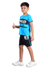 Clothe Funn Boys Rules Printed Half Sleeve T-Shirt & Shorts Set, T.Blue/Black
Half Sleeve T-Shirt & Shorts