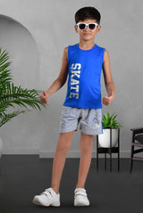 Clothe Funn Boys Skate Printed Sleeveless T-Shirt & Shorts Set, Royal/Ecru Mel
Sleeveless T-Shirt & Shorts
