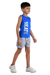 Clothe Funn Boys Skate Printed Sleeveless T-Shirt & Shorts Set, Royal/Ecru Mel
Sleeveless T-Shirt & Shorts