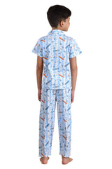 Clothe Funn Boys Skate Printed Night Suit, Blue
Half Sleeve Shirt & Full Pant