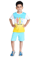 Clothe Funn Boys Skateboard Printed Half Sleeve T-Shirt & Shorts Set, White/T.Blue
Half Sleeve T-Shirt & Shorts