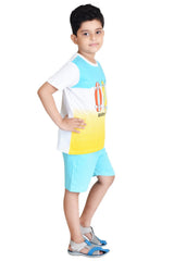 Clothe Funn Boys Skateboard Printed Half Sleeve T-Shirt & Shorts Set, White/T.Blue
Half Sleeve T-Shirt & Shorts
