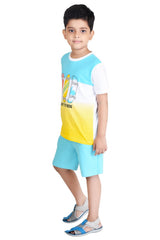 Clothe Funn Boys Skateboard Printed Half Sleeve T-Shirt & Shorts Set, White/T.Blue
Half Sleeve T-Shirt & Shorts