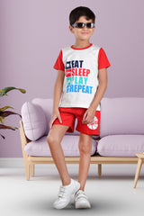 Clothe Funn Boys Sleep Printed Half Sleeve T-Shirt & Shorts Set, Off White/Red
Half Sleeve T-Shirt & Shorts