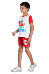 Clothe Funn Boys Sleep Printed Half Sleeve T-Shirt & Shorts Set, Off White/Red
Half Sleeve T-Shirt & Shorts
