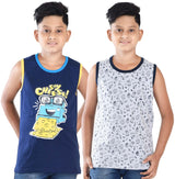 Clothe Funn Boys Chest Printed Sleeveless T-shirts, Combo 7:- Navy & White (Pack of 2)
Sleeveless T-shirts