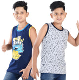Clothe Funn Boys Chest Printed Sleeveless T-shirts, Combo 7:- Navy & White (Pack of 2)
Sleeveless T-shirts