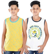 Clothe Funn Boys Chest Printed Sleeveless T-shirts, Combo 6:- Yellow & White (Pack of 2)
Sleeveless T-shirts