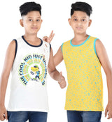 Clothe Funn Boys Chest Printed Sleeveless T-shirts, Combo 6:- Yellow & White (Pack of 2)
Sleeveless T-shirts