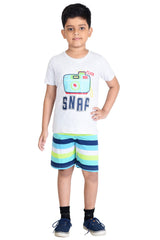 Clothe Funn Boys Snap Printed Half Sleeve T-Shirt & Shorts Set, Ecru/Stripes
Half Sleeve T-Shirt & Shorts