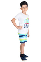 Clothe Funn Boys Snap Printed Half Sleeve T-Shirt & Shorts Set, Ecru/Stripes
Half Sleeve T-Shirt & Shorts