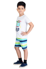 Clothe Funn Boys Snap Printed Half Sleeve T-Shirt & Shorts Set, Ecru/Stripes
Half Sleeve T-Shirt & Shorts