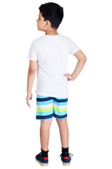 Clothe Funn Boys Snap Printed Half Sleeve T-Shirt & Shorts Set, Ecru/Stripes
Half Sleeve T-Shirt & Shorts