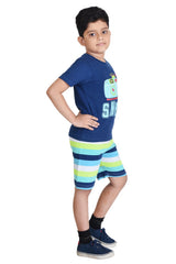 Clothe Funn Boys Snap Printed Set, Navy/Stripes
Half Sleeve T-Shirt & Shorts