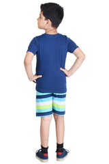 Clothe Funn Boys Snap Printed Set, Navy/Stripes
Half Sleeve T-Shirt & Shorts