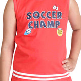 Clothe Funn Boys Soccer Printed Sleeveless T-Shirt & Shorts Set, Carrot/Navy
Sleeveless T-Shirt & Shorts