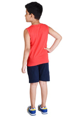 Clothe Funn Boys Soccer Printed Sleeveless T-Shirt & Shorts Set, Carrot/Navy
Sleeveless T-Shirt & Shorts