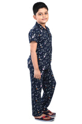 Clothe Funn Boys Space Printed Night Suit, Navy
Half Sleeve Shirt & Full Pant