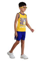 Clothe Funn Boys Sport Printed Sleeveless T-Shirt & Shorts Set, Gold/Royal
Sleeveless T-Shirt & Shorts