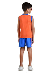 Clothe Funn Boys Sport Printed Sleeveless T-Shirt & Shorts Set, Orange/T.Blue
Sleeveless T-Shirt & Shorts