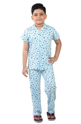 Clothe Funn Boys Star Printed Night Suit, Blue
Half Sleeve Shirt & Full Pant