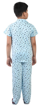 Clothe Funn Boys Star Printed Night Suit, Blue
Half Sleeve Shirt & Full Pant