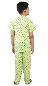 Clothe Funn Boys Star Printed Night Suit, Lime Green
Half Sleeve Shirt & Full Pant