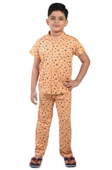Clothe Funn Boys Star Printed Night Suit, Orange
Half Sleeve Shirt & Full Pant