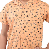 Clothe Funn Boys Star Printed Night Suit, Orange
Half Sleeve Shirt & Full Pant