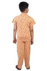 Clothe Funn Boys Star Printed Night Suit, Orange
Half Sleeve Shirt & Full Pant