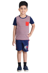 Clothe Funn Boys Stripe Printed Half Sleeve T-Shirt & Shorts Set, Stripes/Navy
Half Sleeve T-Shirt & Shorts