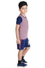 Clothe Funn Boys Stripe Printed Half Sleeve T-Shirt & Shorts Set, Stripes/Navy
Half Sleeve T-Shirt & Shorts