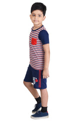 Clothe Funn Boys Stripe Printed Half Sleeve T-Shirt & Shorts Set, Stripes/Navy
Half Sleeve T-Shirt & Shorts