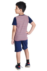 Clothe Funn Boys Stripe Printed Half Sleeve T-Shirt & Shorts Set, Stripes/Navy
Half Sleeve T-Shirt & Shorts