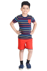 Clothe Funn Boys Stripe Printed Half Sleeve T-Shirt & Shorts Set, Stripes/Red
Half Sleeve T-Shirt & Shorts