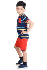 Clothe Funn Boys Stripe Printed Half Sleeve T-Shirt & Shorts Set, Stripes/Red
Half Sleeve T-Shirt & Shorts